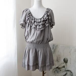 Vertigo Gray Ruffle top Peasant Mini dress size XL